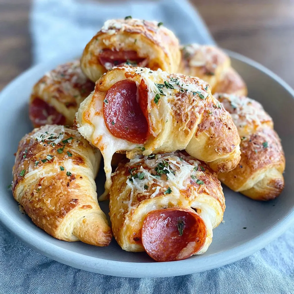 A plate of pepperoni crescent rolls.