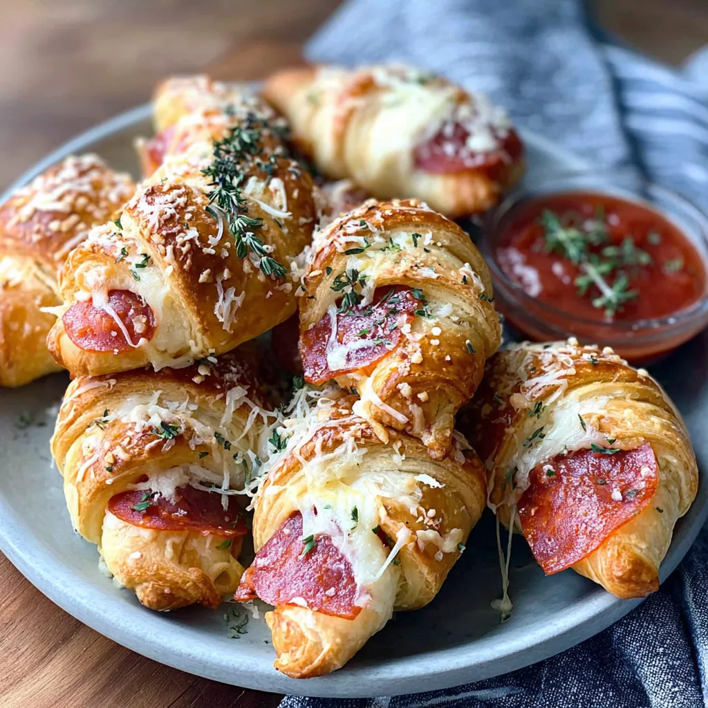 A plate of pepperoni crescent rolls.