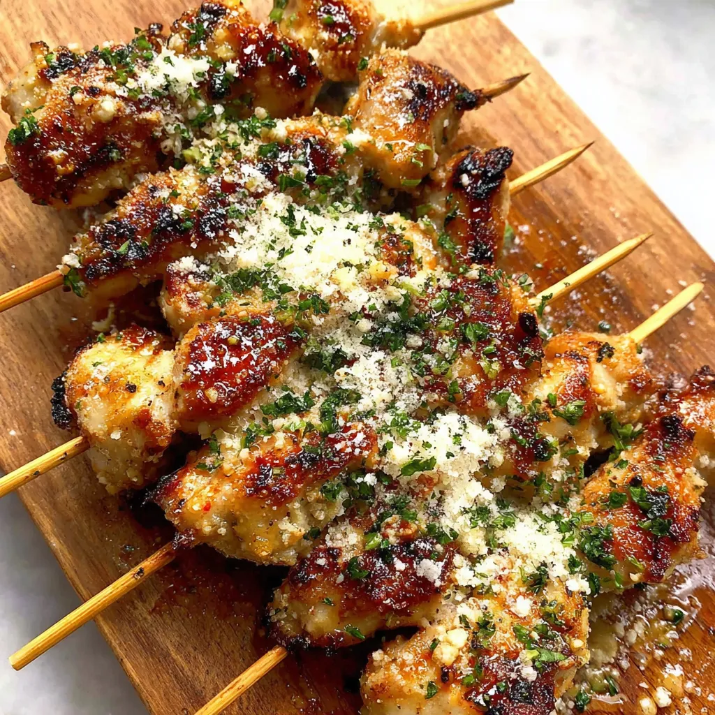 Garlic Parmesan Chicken Skewers.