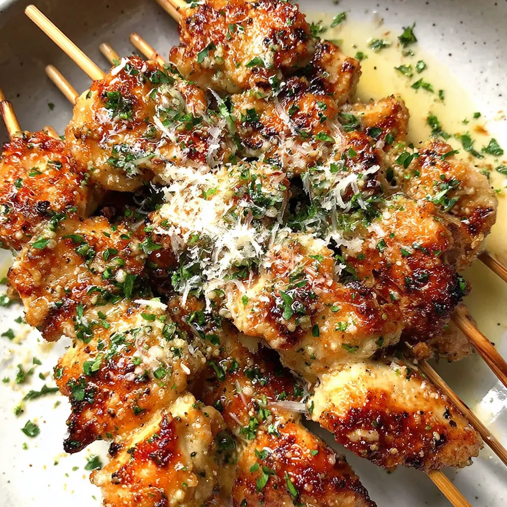 Garlic Parmesan Chicken Skewers.