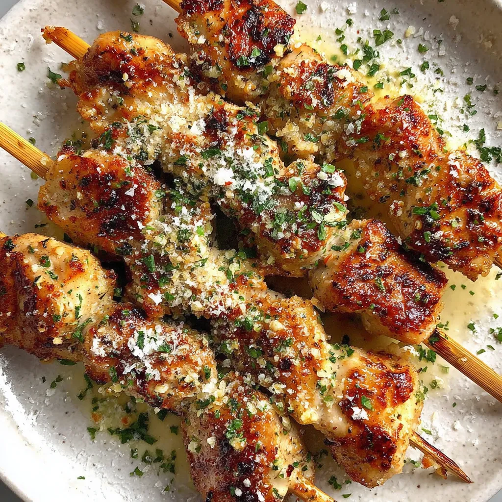 Garlic Parmesan Chicken Skewers.