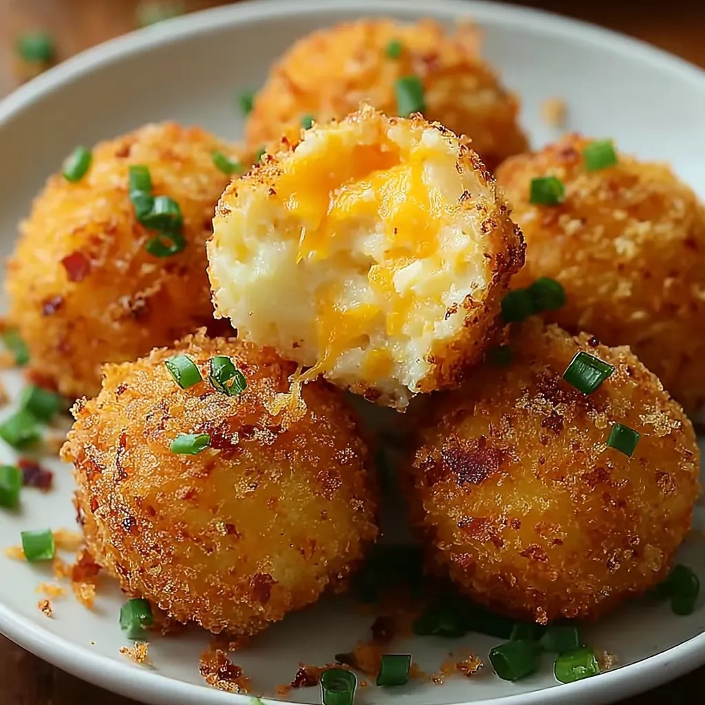 A plate of baked potato cheese balls.