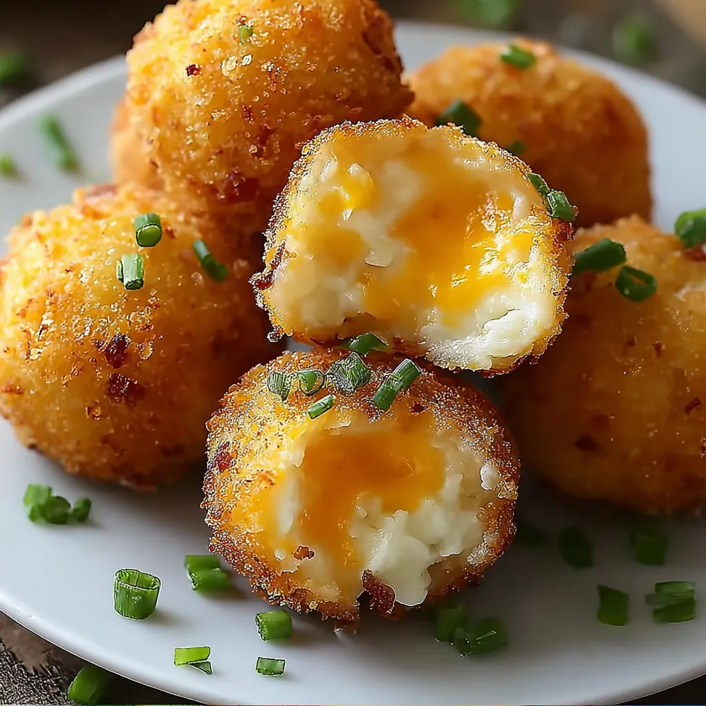 A plate of baked potato cheese balls.