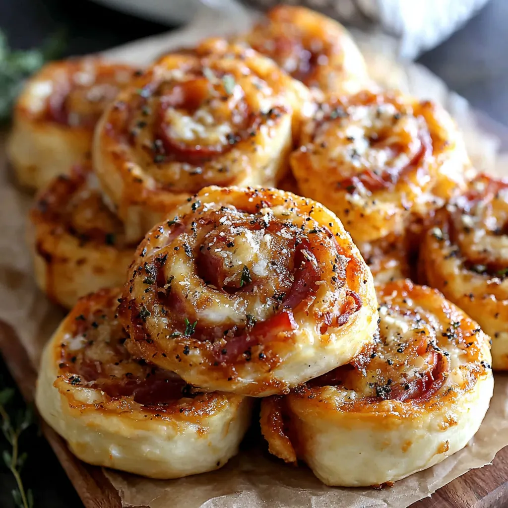 A plate of hot ham cheese pinwheels.