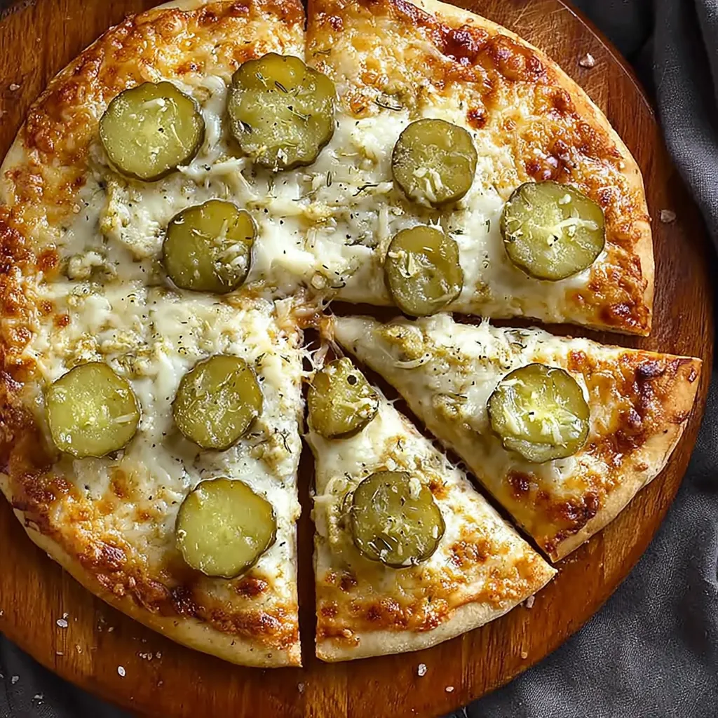 A slice of pickle pizza.