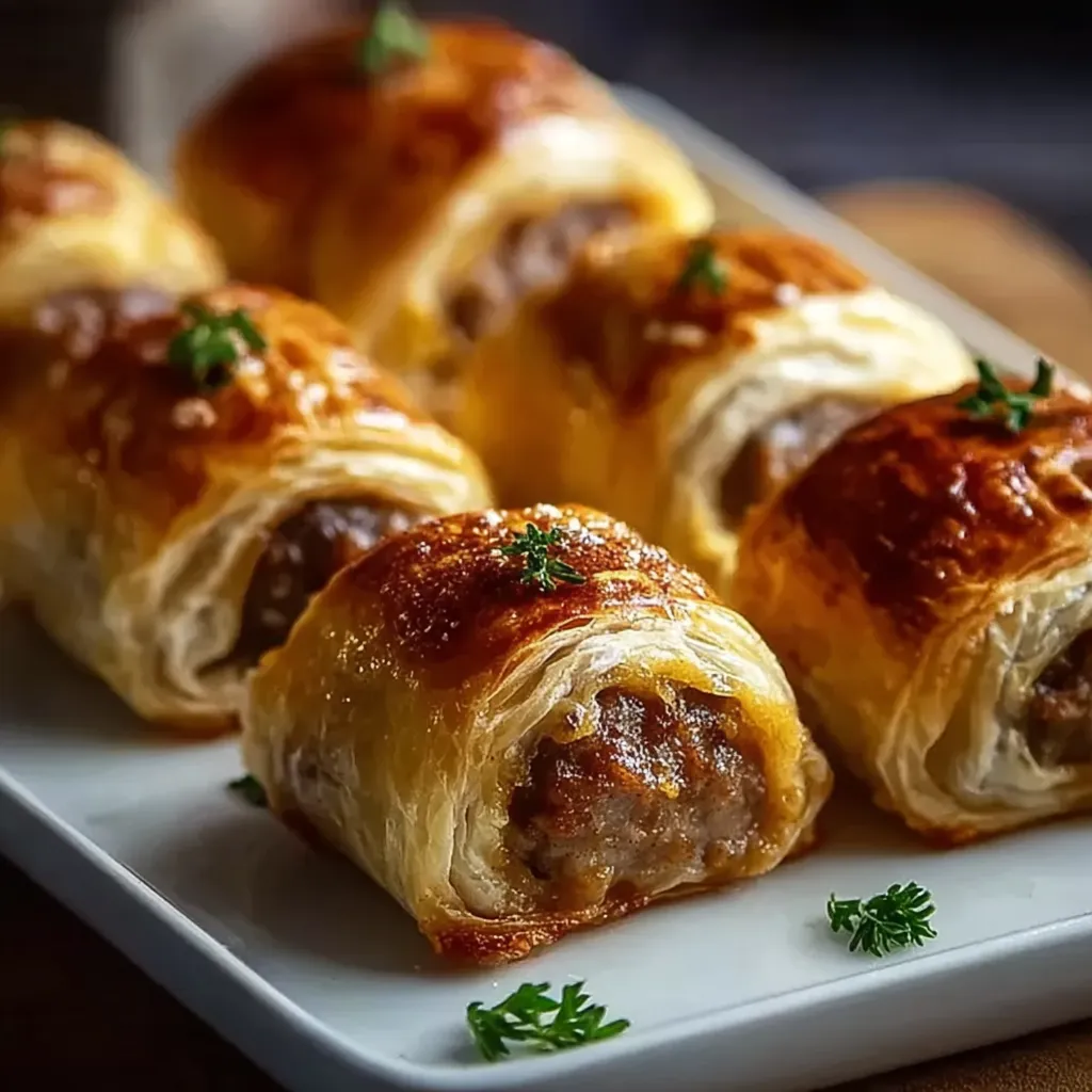 A plate of British sausage rolls.
