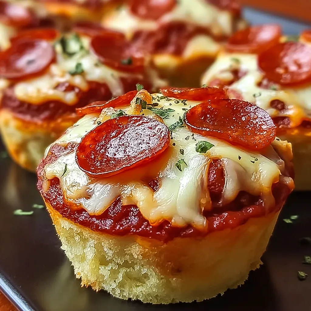 A plate of deep dish pizza cupcakes.