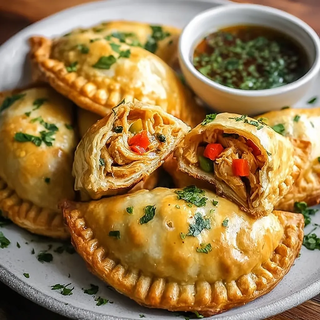A plate of easy chicken empanadas.