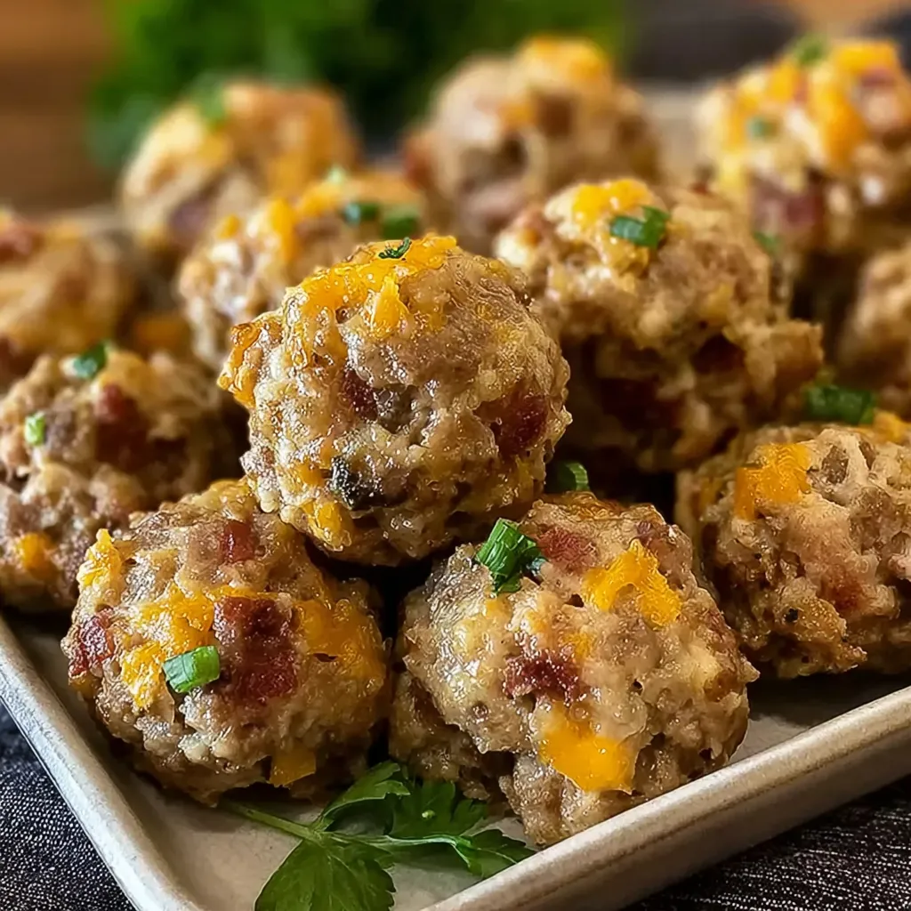 A plate of sausage stuffing balls.