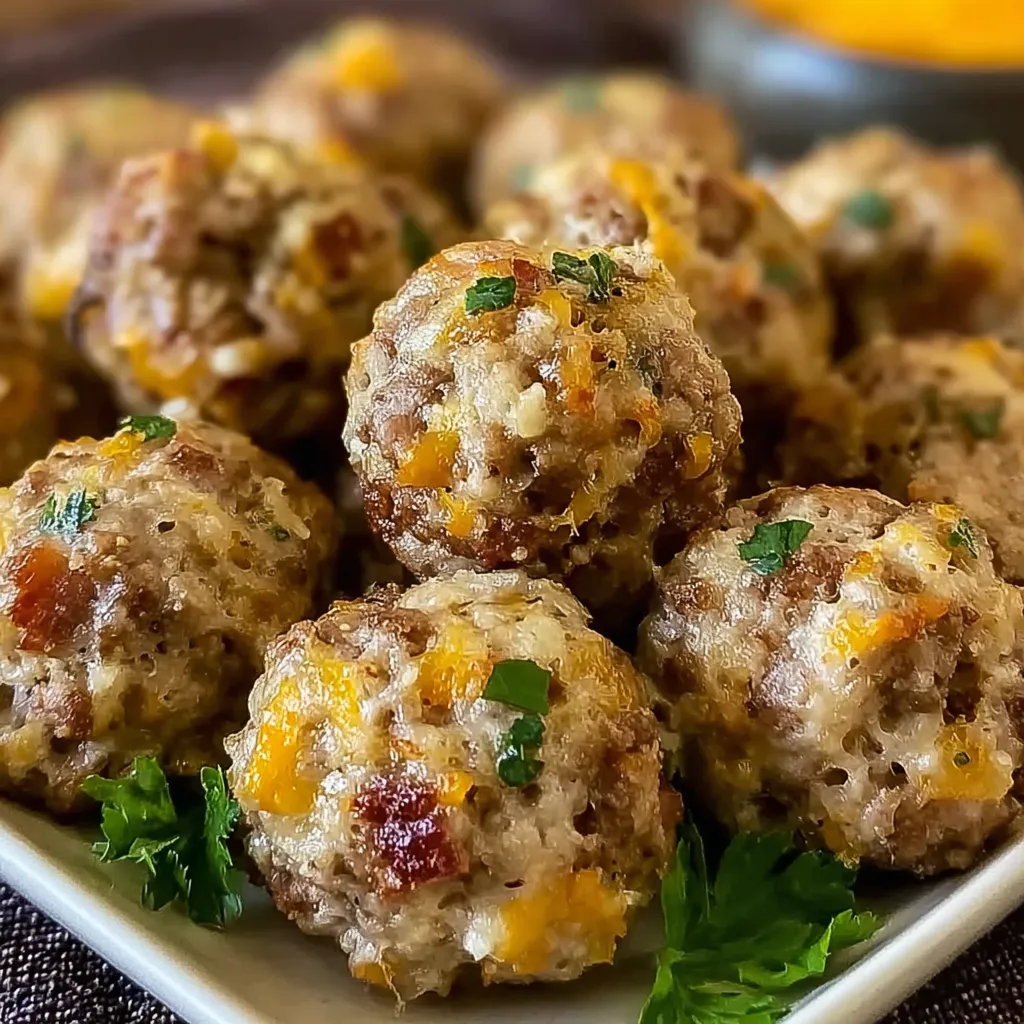 A plate of stuffing balls with sausage.