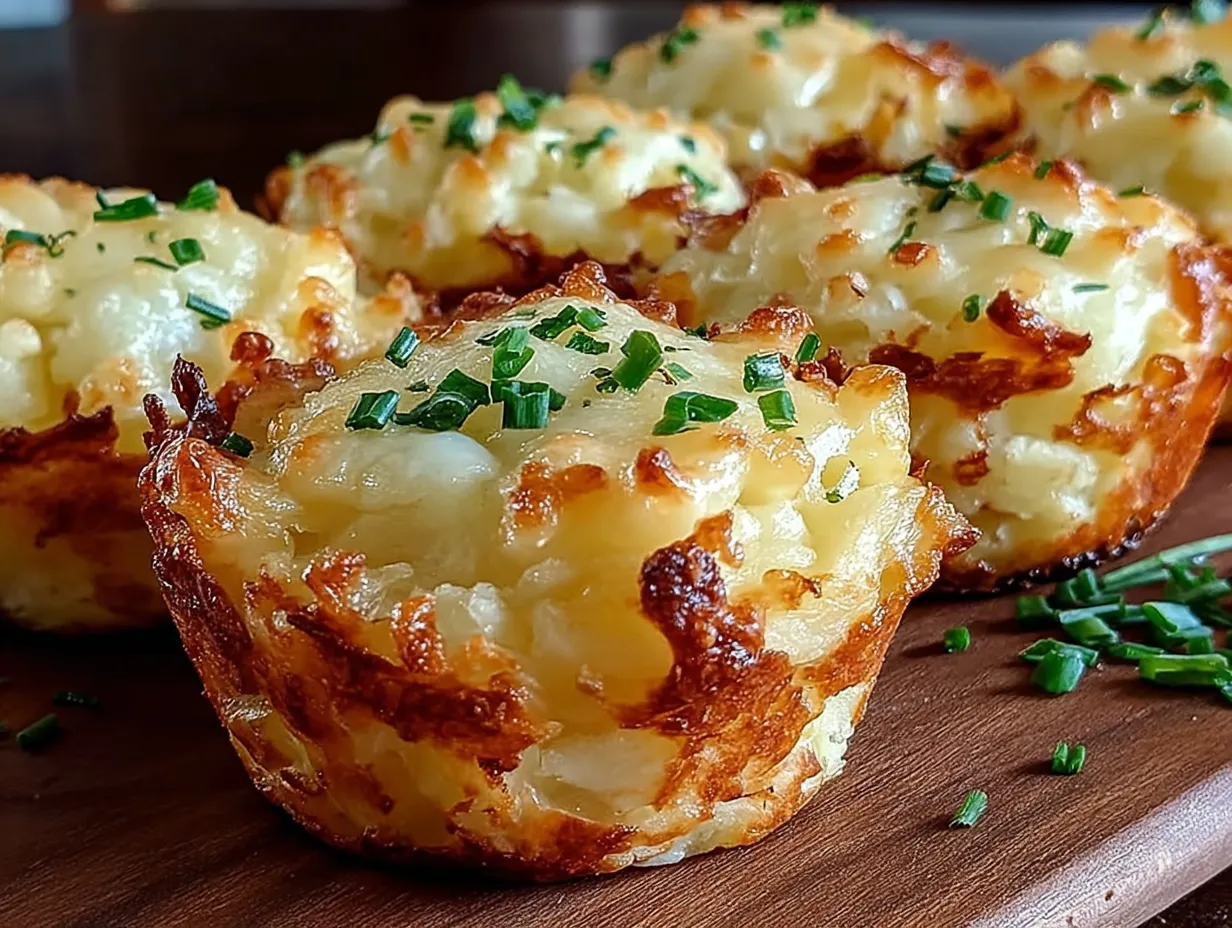 Mashed potato bites on a wooden table.