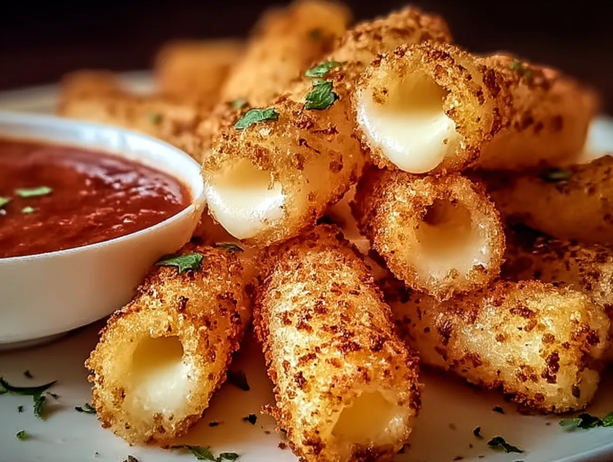 Cheesy stuffed rings on a plate.