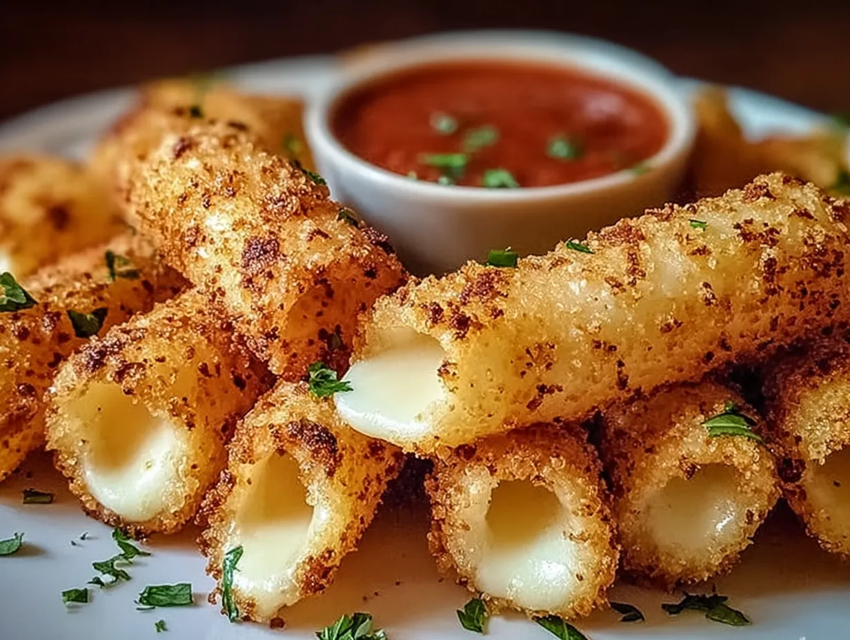 A plate of cheesy stuffed rings.