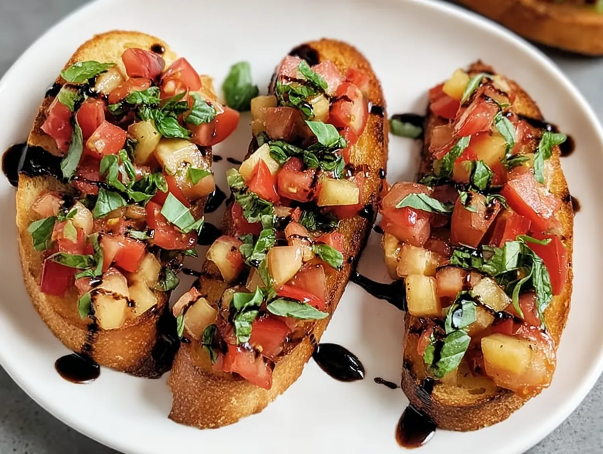 A plate of food with tomatoes and basil.