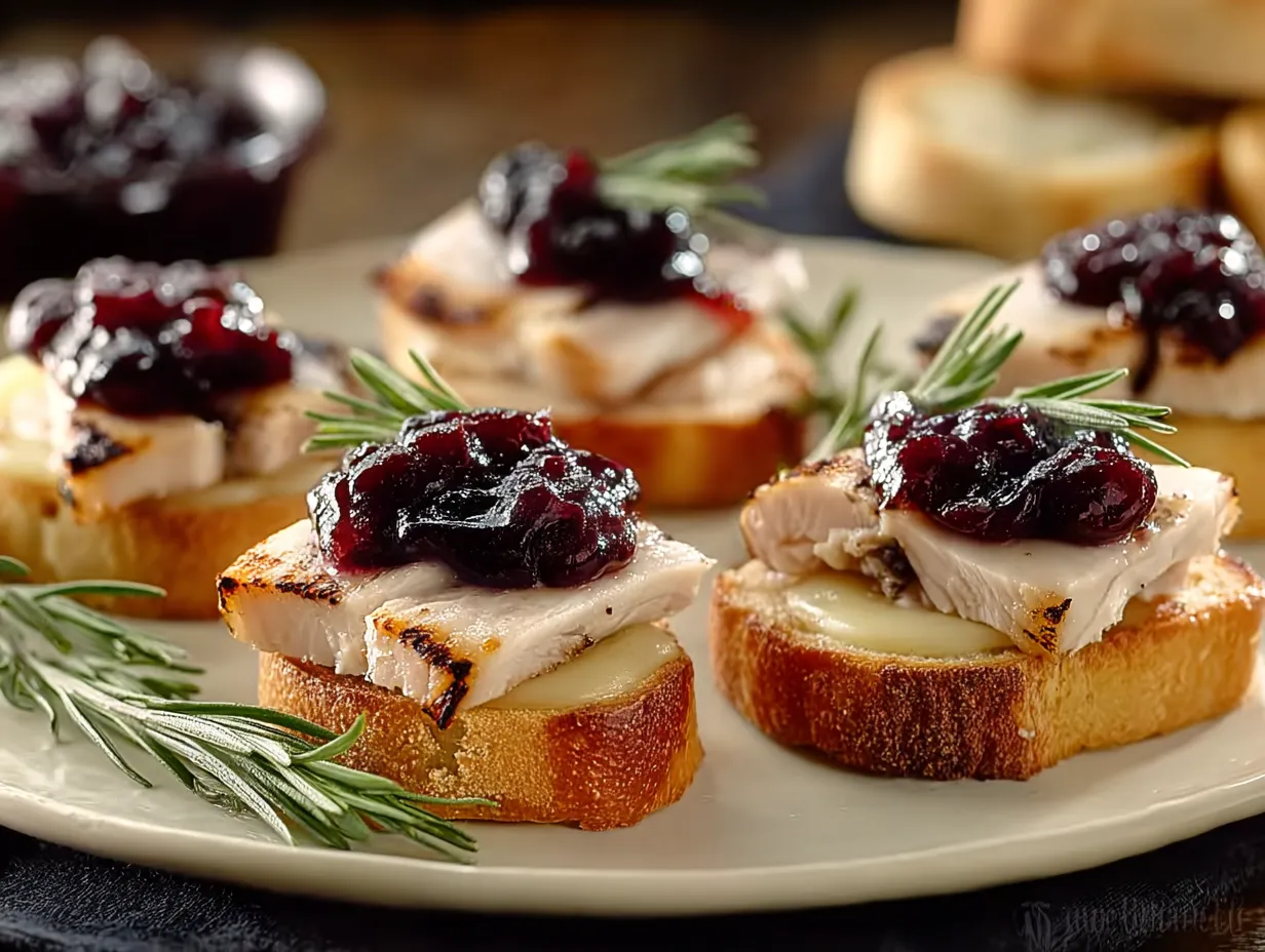 Turkey brie bites on a plate.