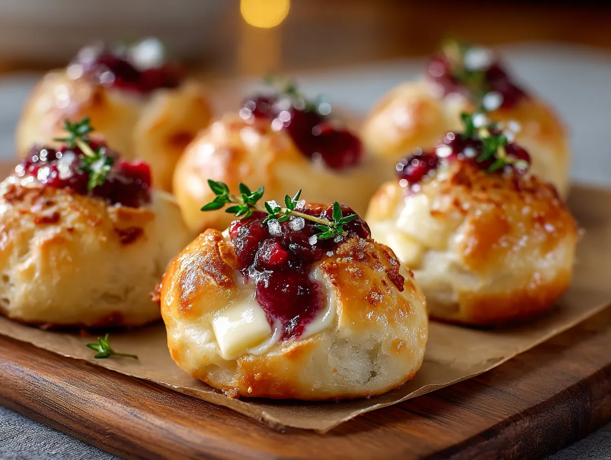 A plate of cranberry brie bombs.