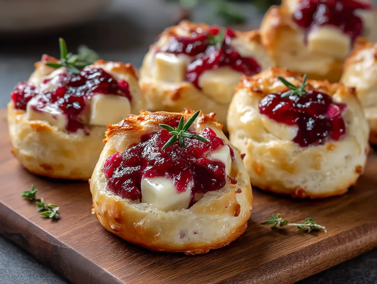 A plate of cranberry brie bombs.