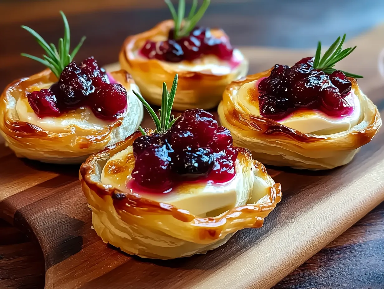A plate of cranberry brie tarts.