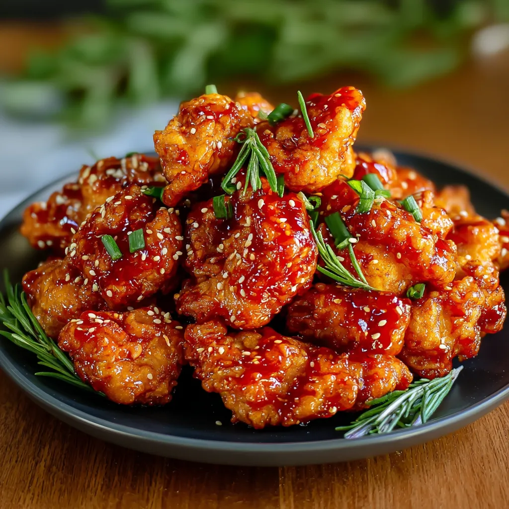 A plate of Korean Fried Chicken.