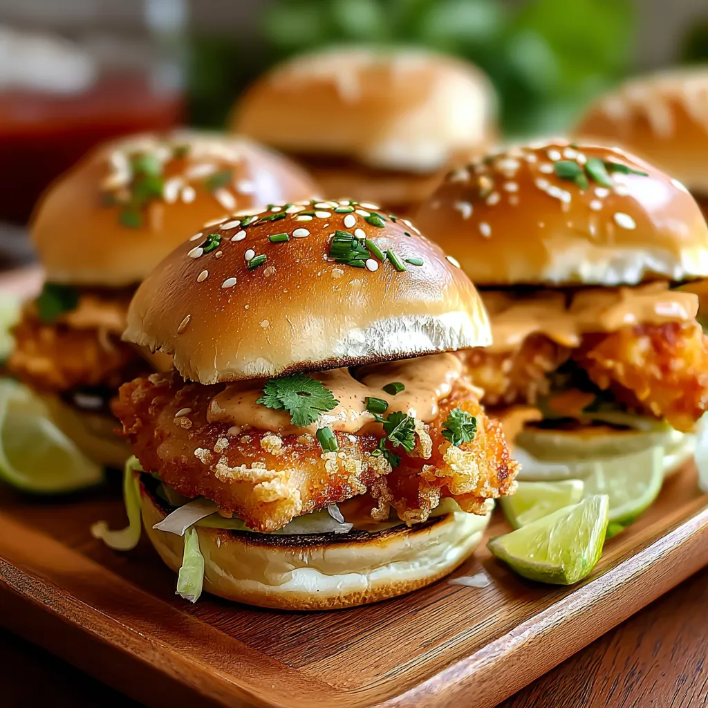 A plate of bang bang chicken sliders.