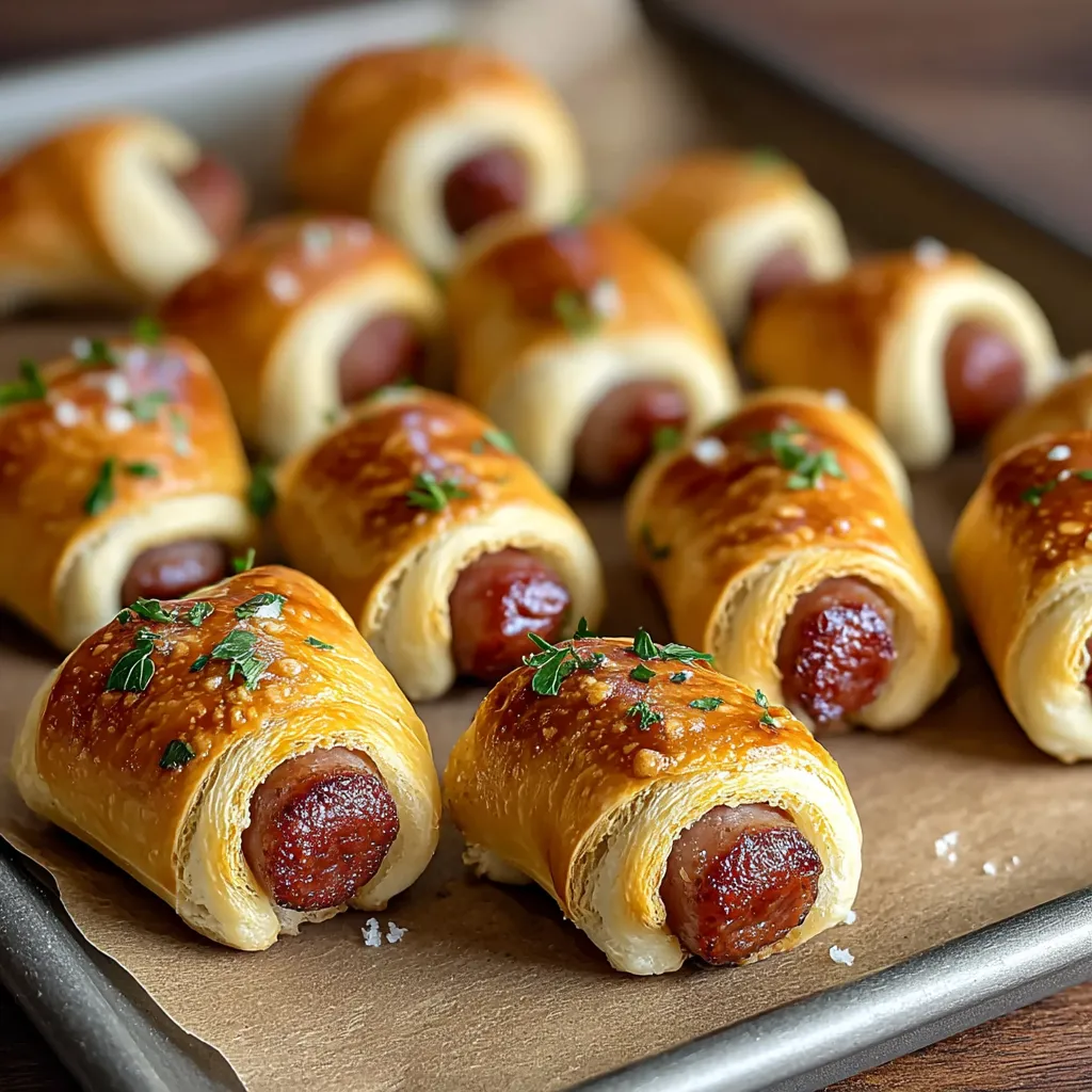 A tray of pigs in a blanket.