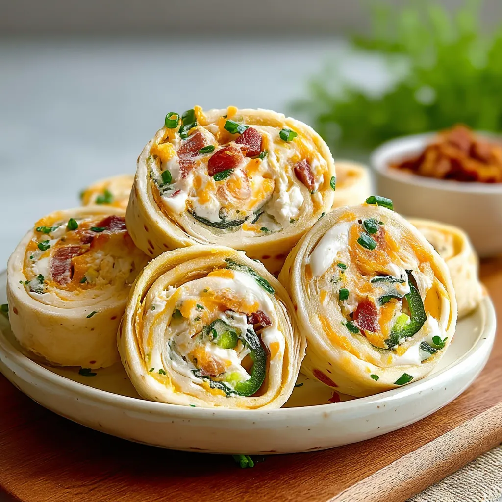 Jalapeño pinwheels on a plate.