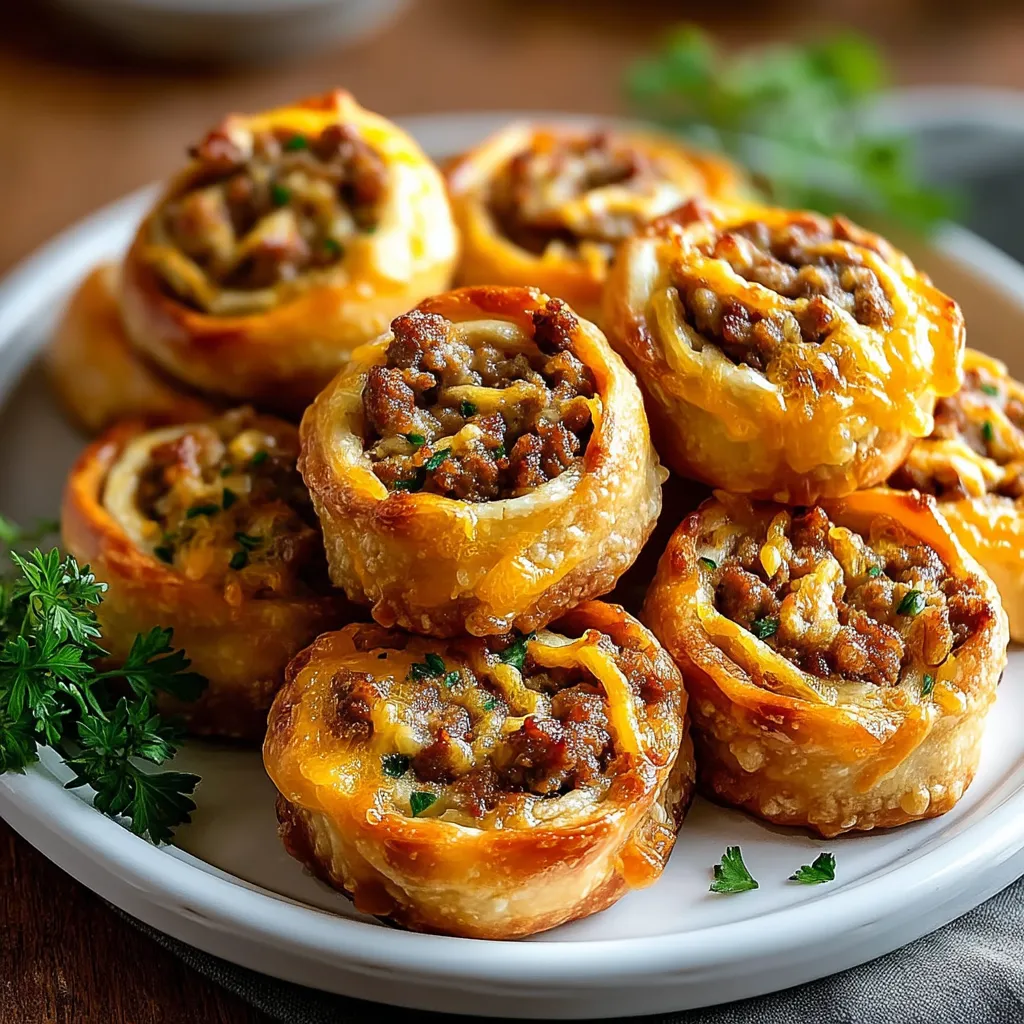 A plate of sausage pinwheels.