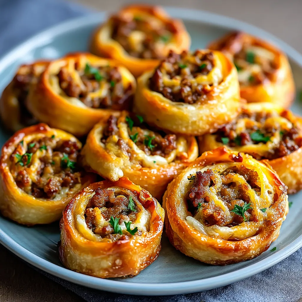 A plate of sausage pinwheels.