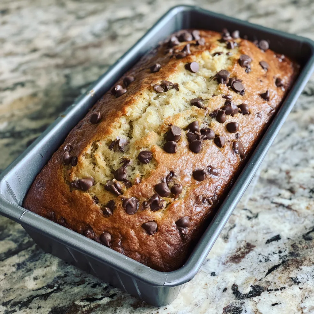A loaf of chocolate chip banana bread.