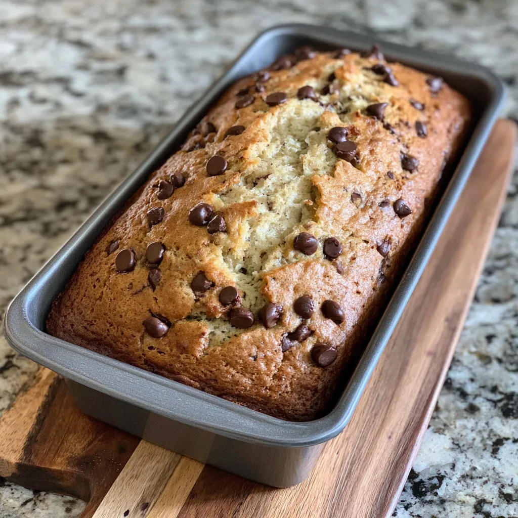 A loaf of chocolate chip banana bread.