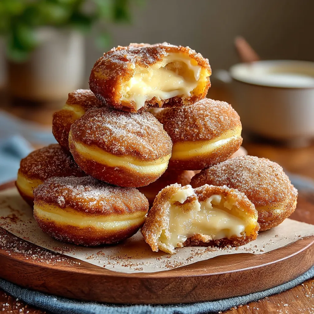 A stack of churro cheesecake donuts.
