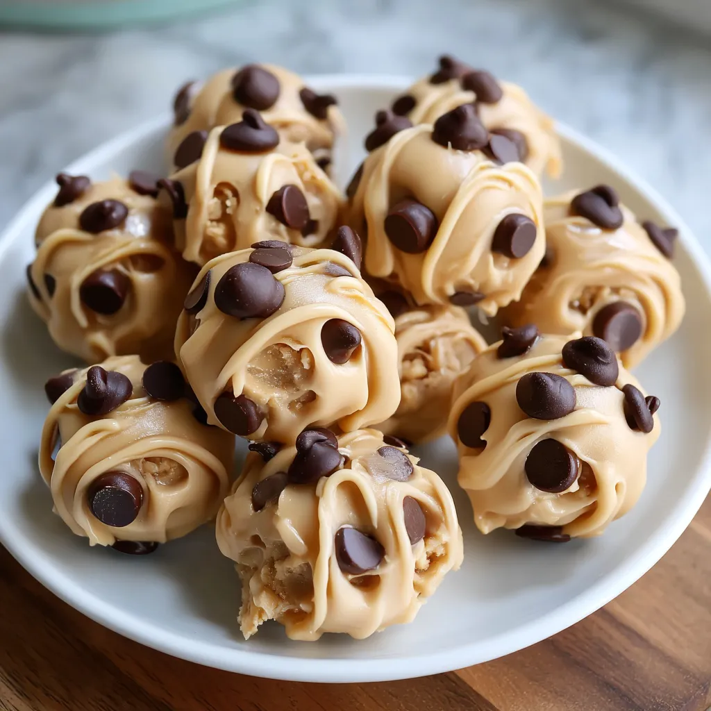 A plate of peanut butter and chocolate bites.