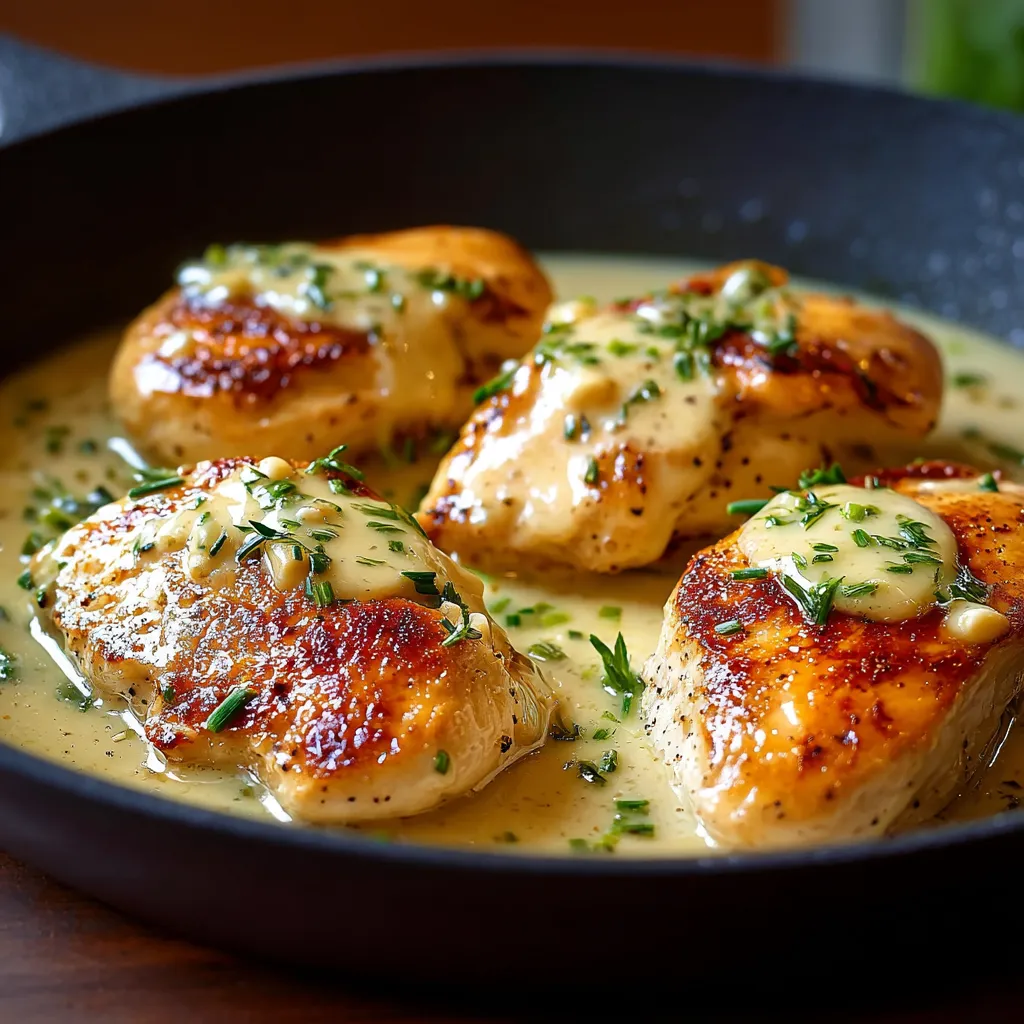 Dijon chicken in a pan.