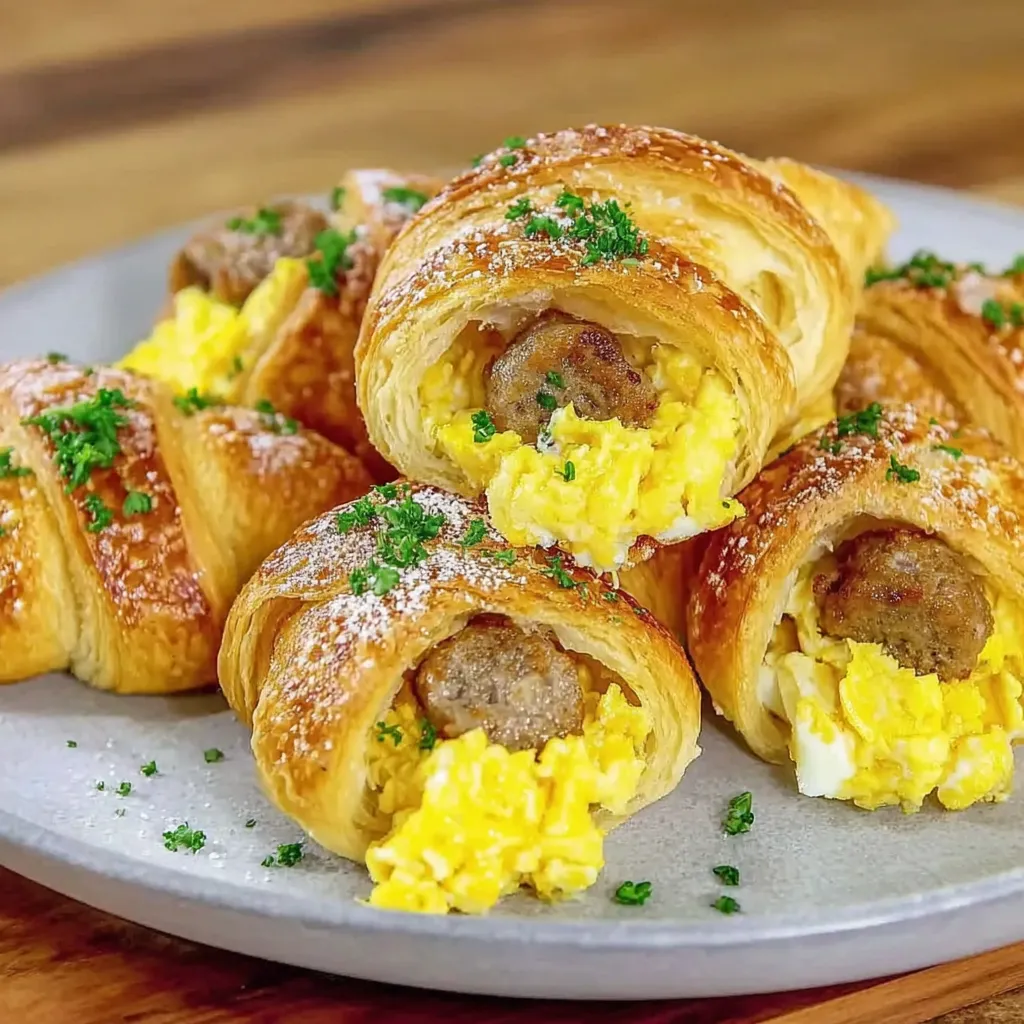 Breakfast crescent rolls with eggs and cheese.
