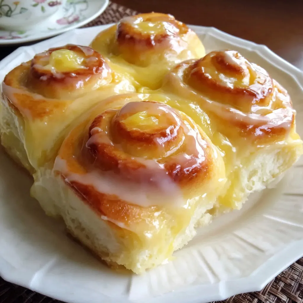 A plate of lemon sweet rolls.