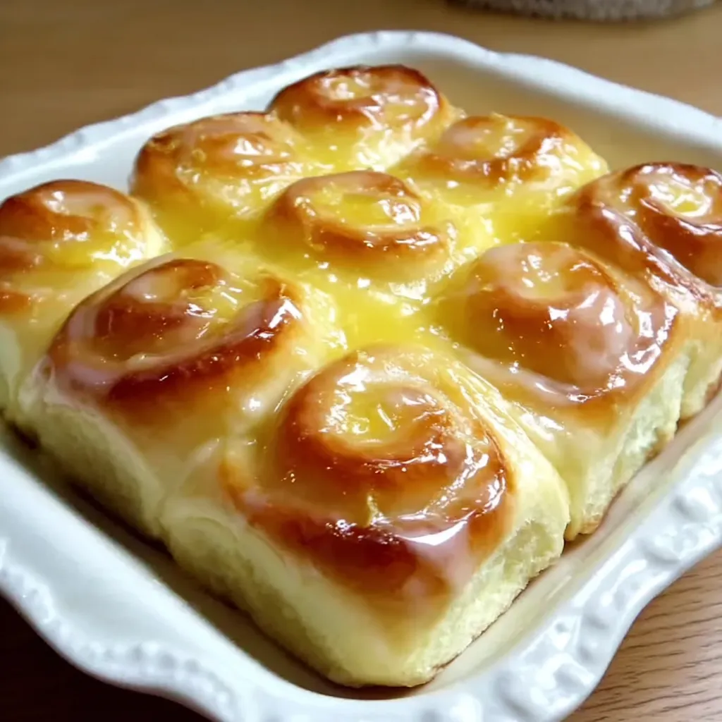 A plate of lemon sweet rolls.