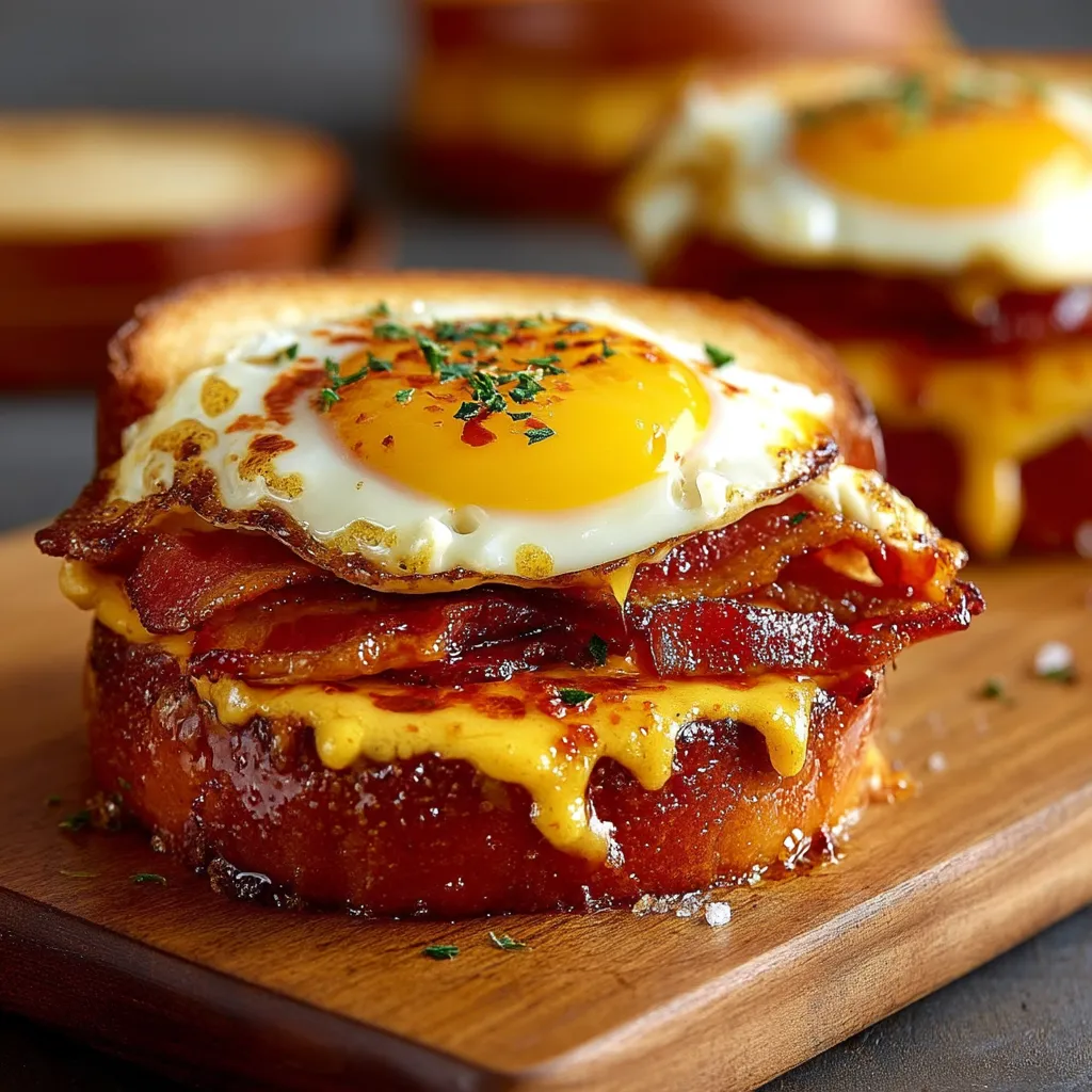A breakfast sandwich with bacon and an egg.