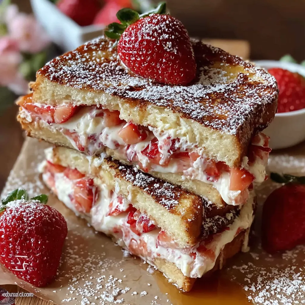 A stack of beef french toast with cheesecake essence.