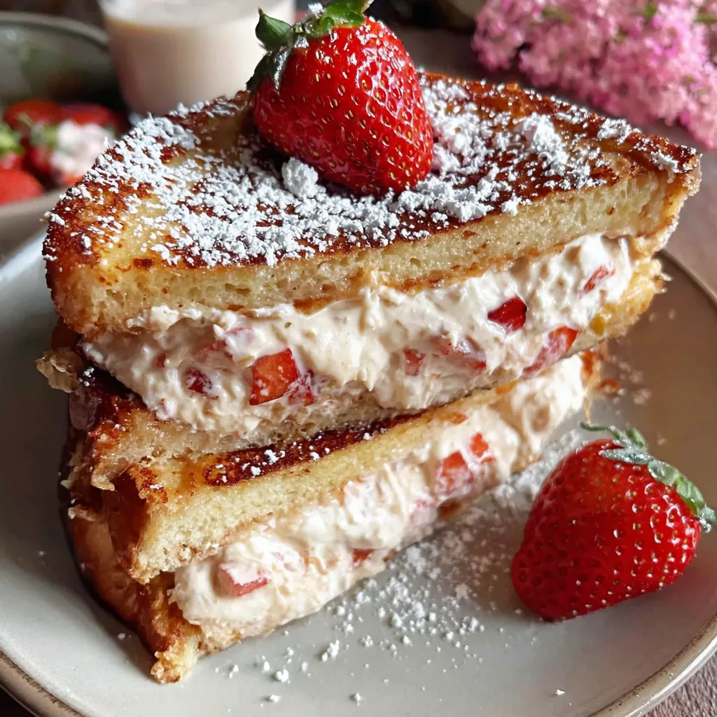A stack of beef french toast with cheesecake essence.
