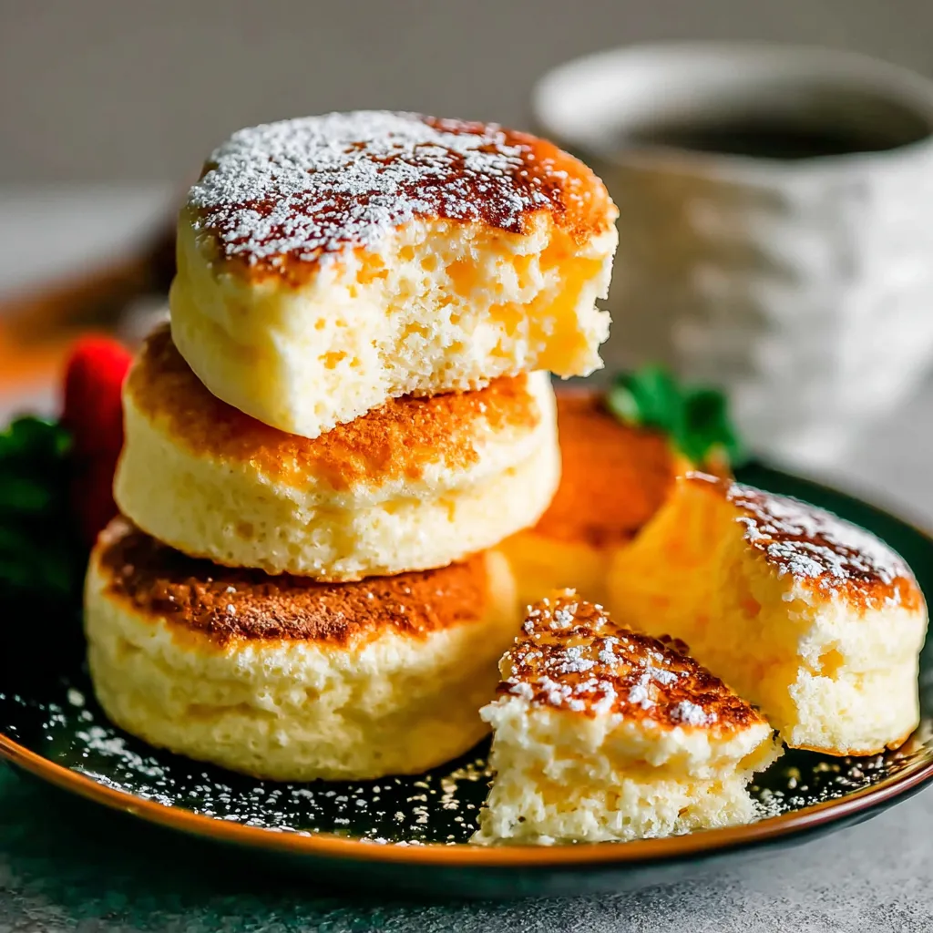 Japanese Souffle Pancakes on a plate.