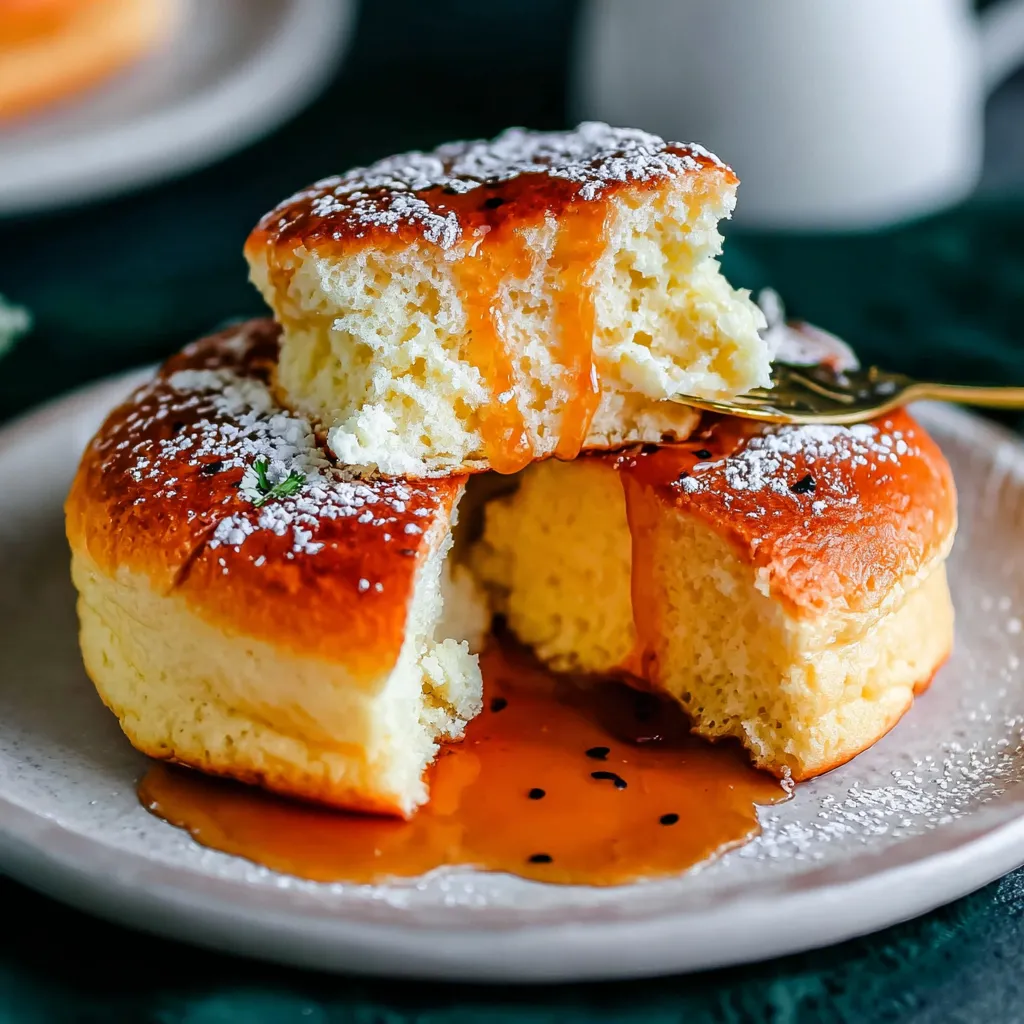 A plate of Japanese Souffle Pancakes.