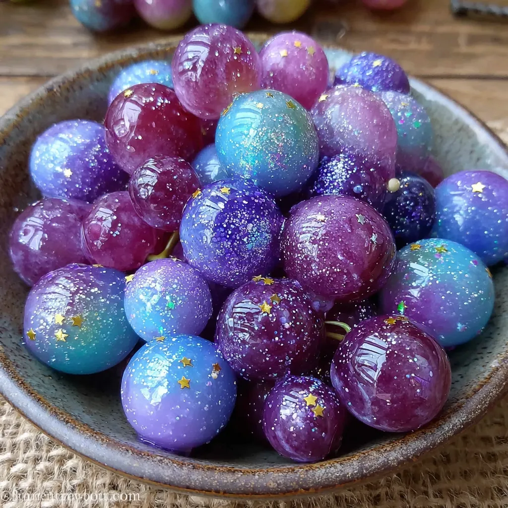 A bowl of galaxy grapes.