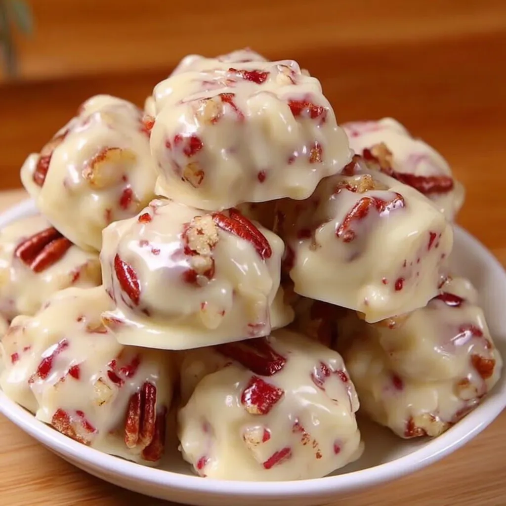 A bowl of vanilla pecan pralines.