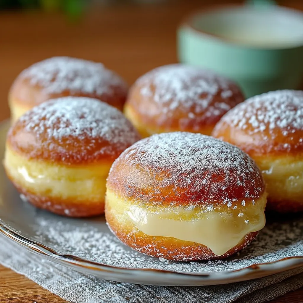A plate of bavarian cream donuts.
