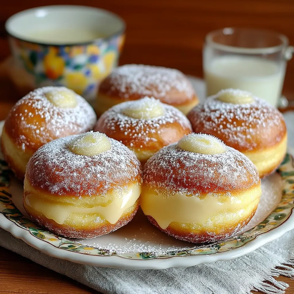 A plate of Bavarian cream donuts.