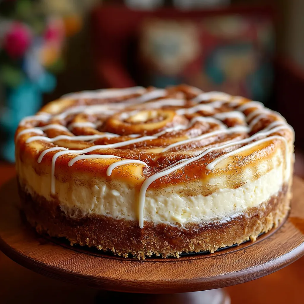 A slice of cinnamon roll honeybun cheesecake.