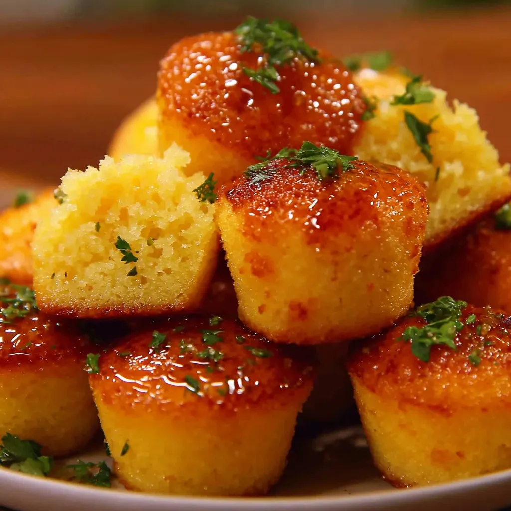 A plate of honey butter cornbread poppers.