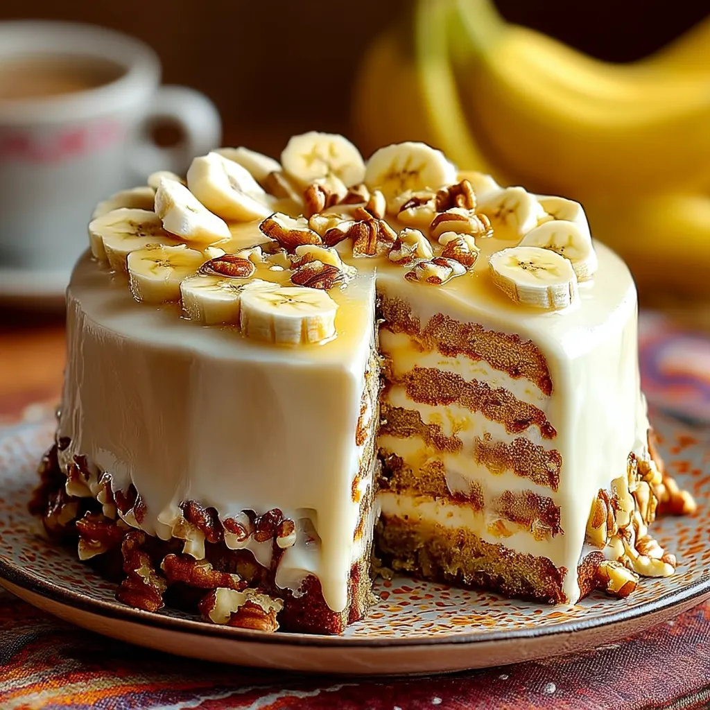 A slice of banana walnut cream cake.
