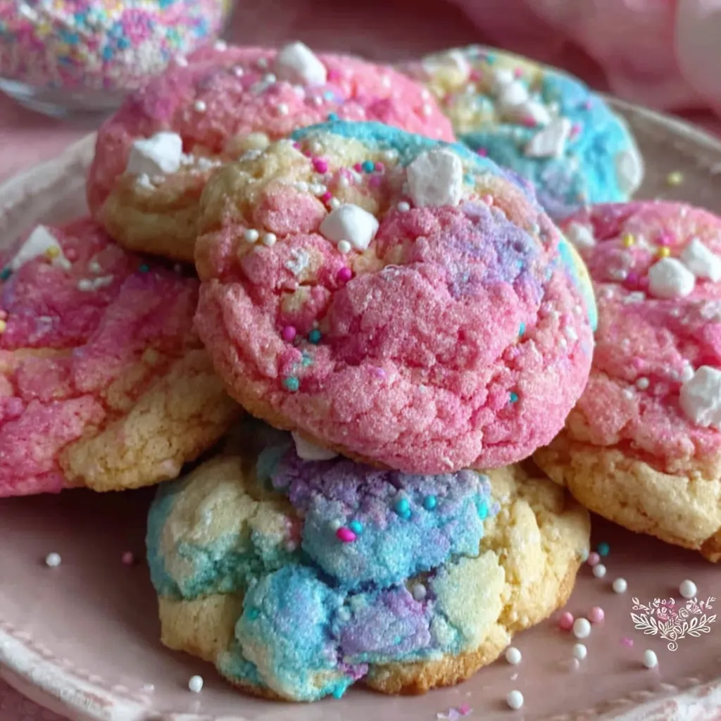 A plate of cotton candy cookies.