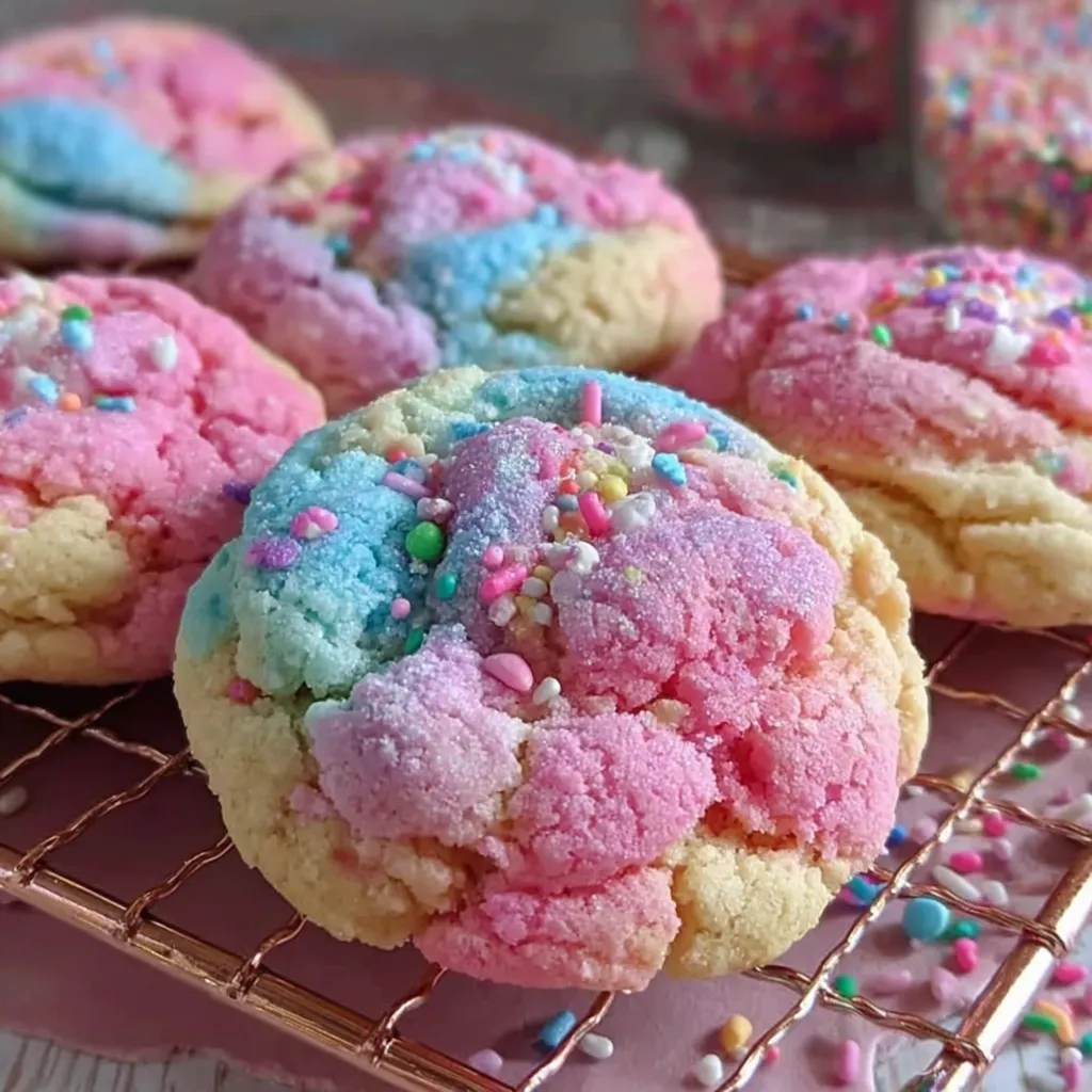 A plate of cotton candy cookies.